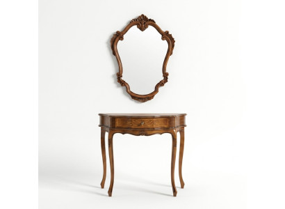 Table console marron élégante avec miroir - Ensemble de chambre classique