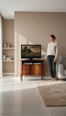 Meuble de télévision classique en r Luxe Buffet à tiroirs Meubles de salon Bois