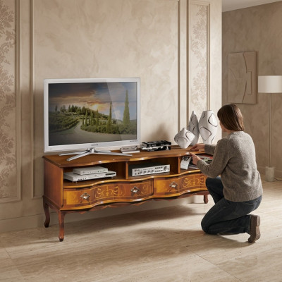 Meuble TV classique de luxe, meuble TV bas en bois, meuble design nouvel
