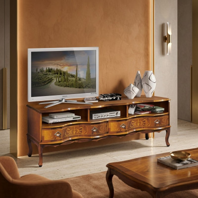 Meuble TV classique de luxe, meuble TV bas en bois, meuble design nouvel