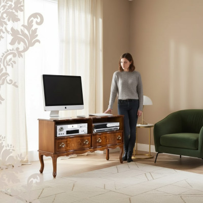 Classique s Lowboard TV Meuble TV Armoire Drawers Design en bois neuf