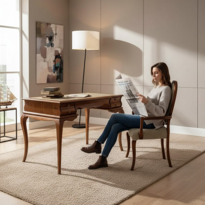 Élégant ensemble de bureau de chaise marron en meubles de haute qualité