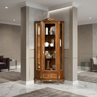 Vitrine de présentation de haute qualité de luxe en bois brun style mobilier classique