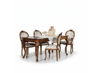 Salle à manger Mobilier Table à manger Bois massif 4x Chaises avec accoudoirs Mobilier