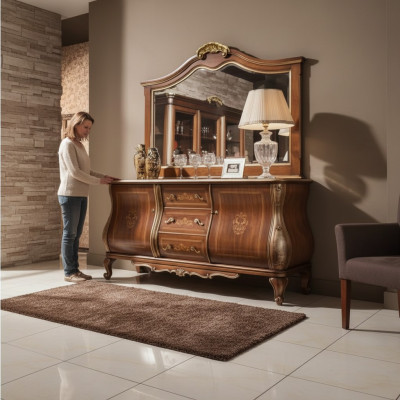 Buffet de salon classique de luxe de haute qualité en bois brun 200x53x100
