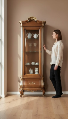 Vitrine de luxe de haute qualité en bois brun Armoire de meubles classiques