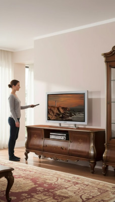 Étagère pour télévision brune Meuble TV Buffet Bahut en bois pour salon Stand Caisson