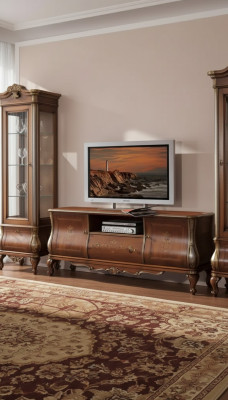 Étagère pour télévision brune Meuble TV Buffet Bahut en bois pour salon Stand Caisson