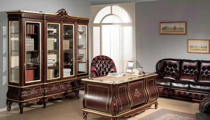 Bureau de bureau classique Bibliothèque Étagère 4 meubles en bois