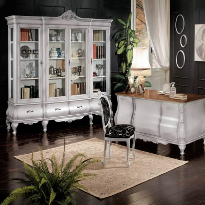 Meubles de bureau blancs Bureau Bibliothèque Table de luxe Étagère Ameublement