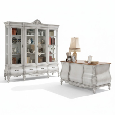 Meubles de bureau blancs Bureau Bibliothèque Table de luxe Étagère Ameublement