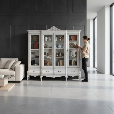 Étagère élégante dans l'armoire de la salle d'étude pour ranger les étagères.