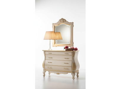 Commode de luxe miroir classique Mobilier de chambre blanc Armoires Commodes