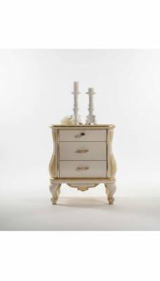 Table de chevet design moderne en bois blanc dans la chambre à coucher Meuble classique