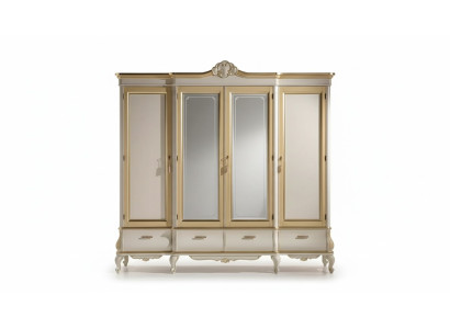 Classique ou luxueux, armoire de chambre blanche à quatre portes en bois, nouveau mobilier.