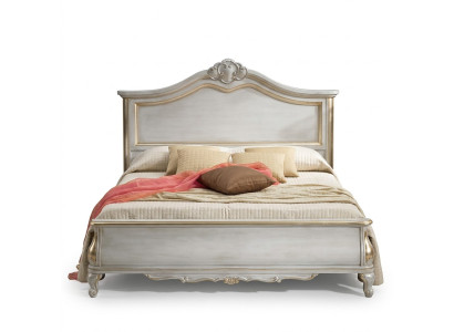Cadre de lit double rembourré de luxe, blanc, design en bois, luxueux