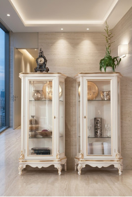 Armoire d'exposition en bois, armoire d'exposition de haute qualité, design de meubles classique, armoires d'exposition blanches.