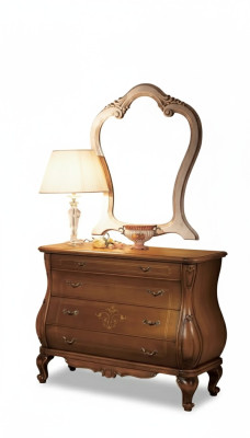 Commode de chambre avec miroir Ensemble de meubles classiques de luxe en bois 2 pièces