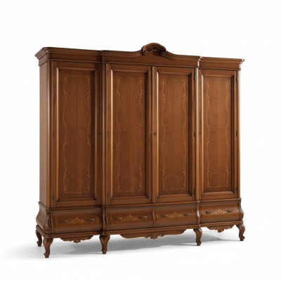 Quatre portes Armoire marron Mobilier de chambre classique en bois