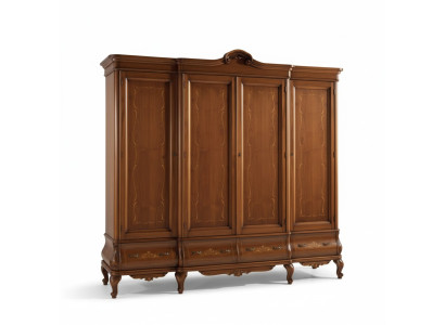 Quatre portes Armoire marron Mobilier de chambre classique en bois