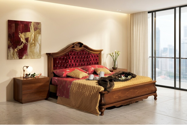 Chesterfield Lits lit rembourré Classique 180x200 Lit double cadre de lit