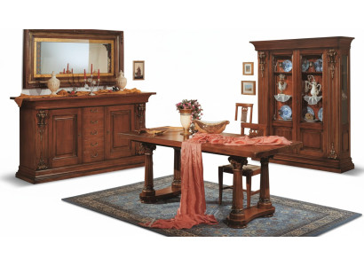 Salle à manger Ensemble Table à manger Commode Vitrine Miroir Meubles de luxe Classiques