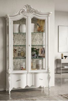 Vitrine d'exposition en bois blanc de luxe avec design de meubles classique M Armoire Vitrine