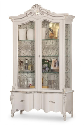 Vitrine d'exposition en bois blanc de luxe avec design de meubles classique M Armoire Vitrine