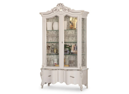 Vitrine d'exposition en bois blanc de luxe avec design de meubles classique M Armoire Vitrine