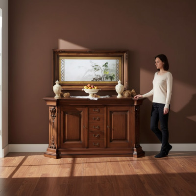 Classique s Marron Commode en bois massif Miroir Commode Armoires neuf