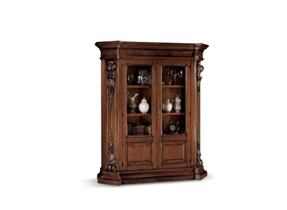 Étagère en bois massif brun pour livres, meuble de salon. Armoire de luxe brune.