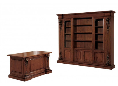 Classique marron Ensemble de salle d'étude Bureau Bibliothèque Table Étagère