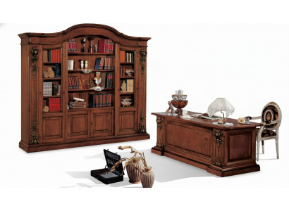 Mobilier de bureau classique brun en bois massif Bureau Étagère Bibliothèque Armoires