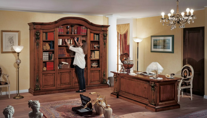 Meuble de bureau étagère marron classique design étagère étagère armoire