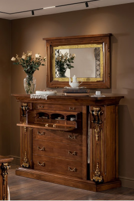 Meuble de chambre à coucher avec miroir Classique 2 pièces lit Armoire