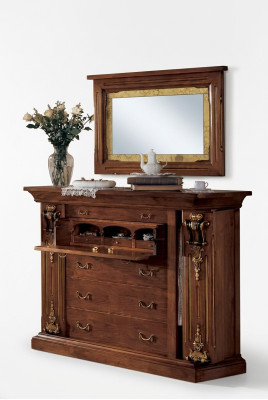 Meuble de chambre à coucher avec miroir Classique 2 pièces lit Armoire