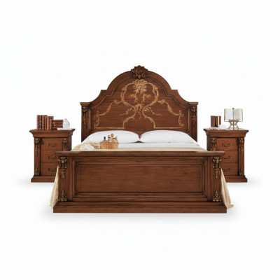 Chambre Lit Bois 160x200 Lits Marron Lit double Meubles
