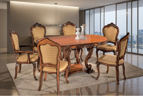 Ensemble de table à manger 4x chaises 2x fauteuils Fauteuil de bras Groupe de tables EssTable Tables en bois Tables