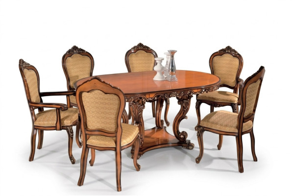 Ensemble de table à manger 4x chaises 2x fauteuils Fauteuil de bras Groupe de tables EssTable Tables en bois Tables