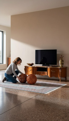 Meuble TV bas TV armoire buffet Table Bois Salon marron tv Mobilier neuf