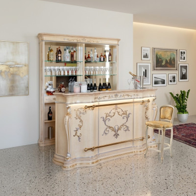 Comptoir de bar classique Armoire de bar de luxe Meuble de designer Vitrine en bois massif Bar