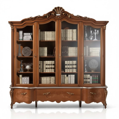 Meuble de rangement en bois massif de luxe classique Bibliothèque Vitrine Étagère Armoire Cabinet Garde-robe