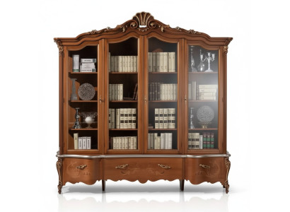 Meuble de rangement en bois massif de luxe classique Bibliothèque Vitrine Étagère Armoire Cabinet Garde-robe