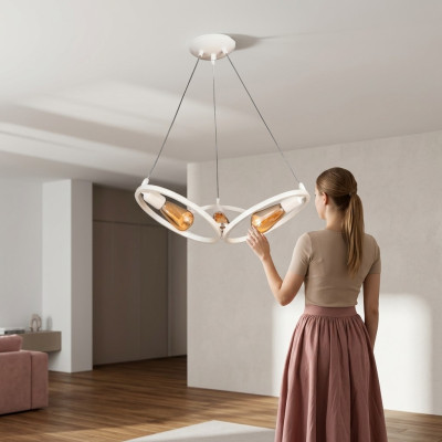 Lustre de plafond Suspension Lustre Plafonnier Lampe Moderne Blanc Nouveau