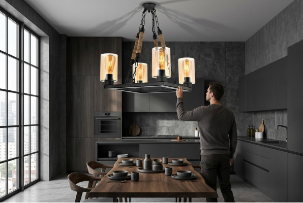 Lustre Lustre Lampe de plafond Lampes Verre Noir