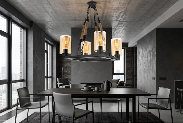 Lustre Lustre Lampe de plafond Lampes Verre Noir