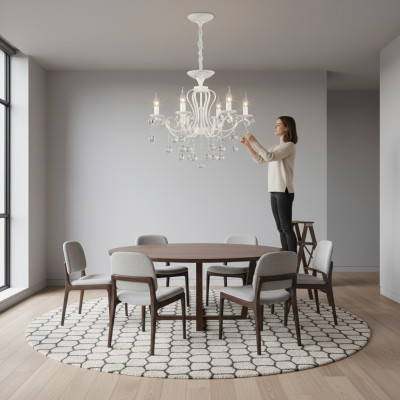 Lustre Lustre Cristal Plafonnier Plafonnier Lampes Blanches