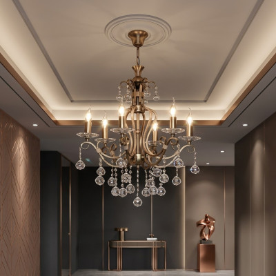 Lustre de plafond de luxe Lustre Lustre Lustre Plafonnier Or Cristal Art