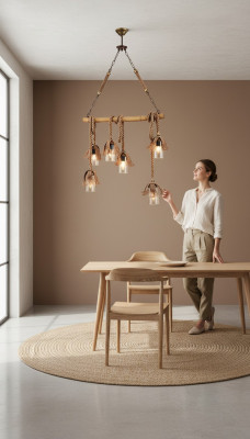 Lampe plafonnier lustre lustre plafonnier en bambou verre marron