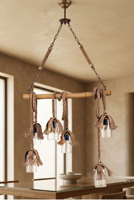Lampe plafonnier lustre lustre plafonnier en bambou verre marron